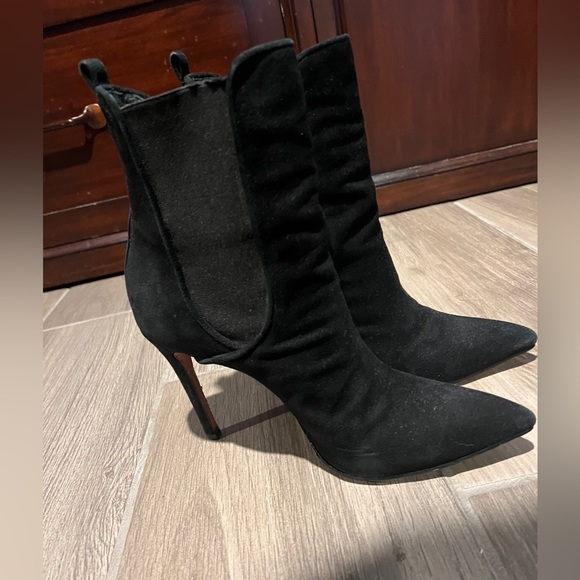 Schutz Stiletto Black Suede Ankle Boot - Picture 3 of 7